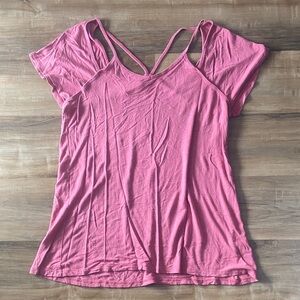Maurices Pink Short Sleeve Strappy Tee